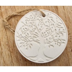 Diffuseur à pendre avec ficelle rond diam 55 mm ép 6 mmm motif ARBRE DE VIE