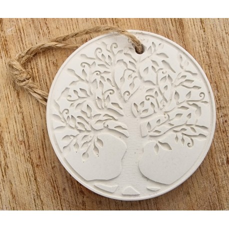 Diffuseur à pendre avec ficelle rond diam 55 mm ép 6 mmm motif ARBRE DE VIE