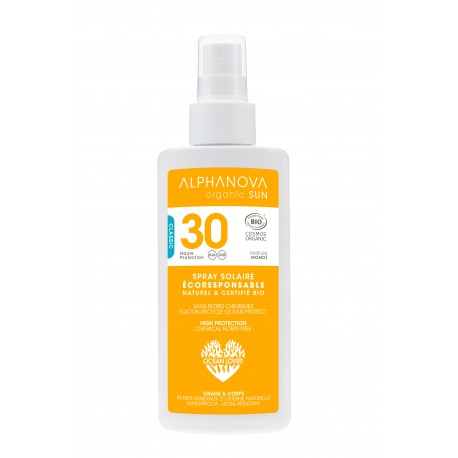 Lait solaire spray Indice 30 BIO – ALPHANOVA SUN